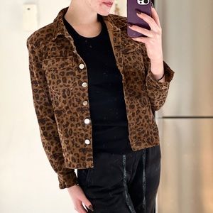 Brown Corduroy Cheetah Print Jacket